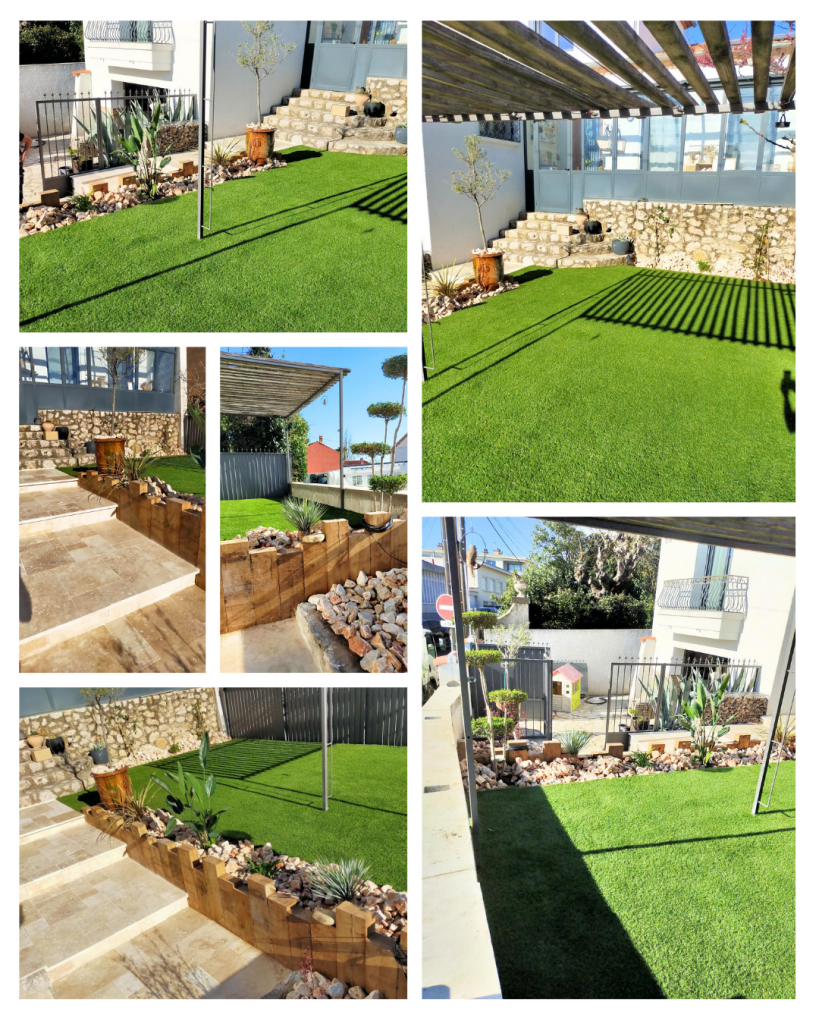 Gazon synthétique Sauvian aménagement jardin